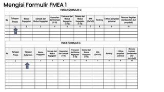 Mengisi Formulir FMEA 1
 
