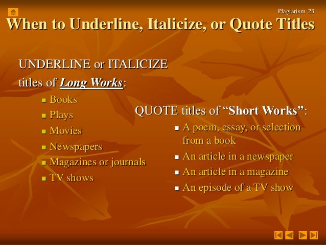 Titles of plays in essays
