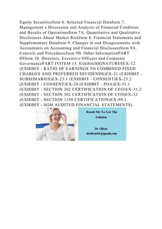 Equity SecuritiesItem 6. Selected Financial DataItem 7.
Management s Discussion and Analysis of Financial Condition
and Results of OperationsItem 7A. Quantitative and Qualitative
Disclosures About Market RiskItem 8. Financial Statements and
Supplementary DataItem 9. Changes in and Disagreements with
Accountants on Accounting and Financial DisclosureItem 9A.
Controls and ProceduresItem 9B. Other InformationPART
IIIItem 10. Directors, Executive Officers and Corporate
GovernancePART IVITEM 15. ExhibitsSIGNATURESEX-12
(EXHIBIT - RATIO OF EARNINGS TO COMBINED FIXED
CHARGES AND PREFERRED DIVIDENDS)EX-21 (EXHIBIT -
SUBSIDIARIES)EX-23.1 (EXHIBIT - CONSENT)EX-23.2
(EXHIBIT - CONSENT)EX-24 (EXHIBIT - POA)EX-31.1
(EXHIBIT - SECTION 302 CERTIFICATION OF CEO)EX-31.2
(EXHIBIT - SECTION 302 CERTIFICATION OF CFO)EX-32
(EXHIBIT - SECTION 1350 CERTIFICATION)EX-99.1
(EXHIBIT - SGM AUDITED FINANCIAL STATEMENTS)
 
