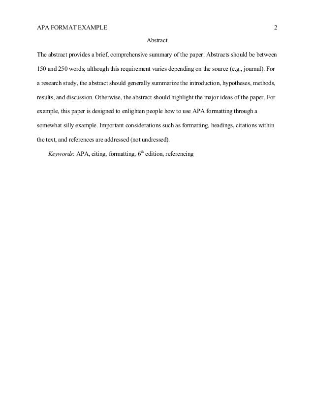 Apa essay example abstract