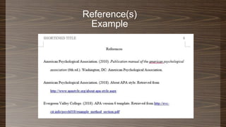 Reference(s)
Example
 