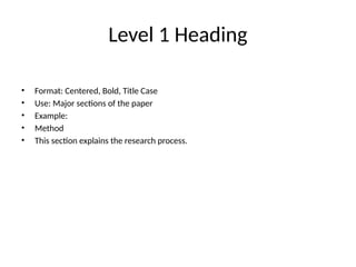 APA style of writing and levels of Headings Presentation.pptx