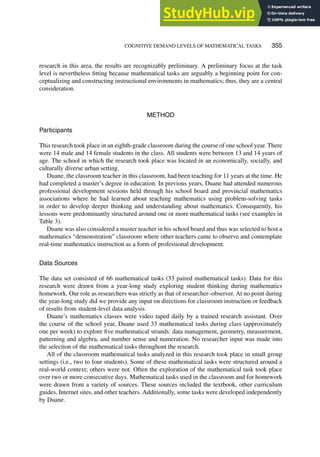 A Pair-Wise Analysis Of The Cognitive Demand Levels Of Mathematical ...