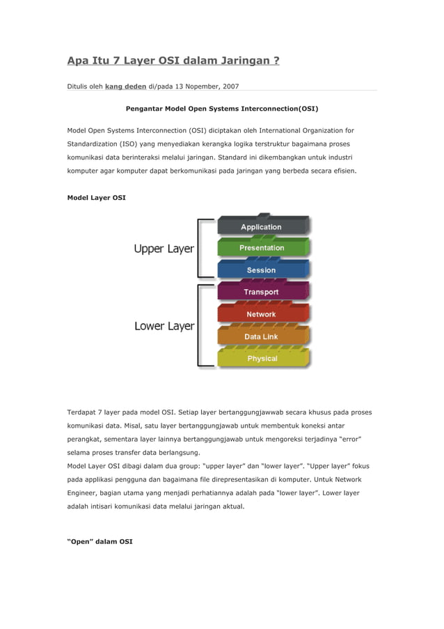 Apa Itu 7 Layer Osi Dalam Jaringan | DOC