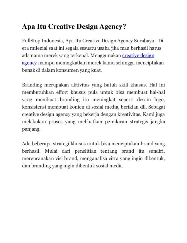 Apa Itu Creative Design Agency?