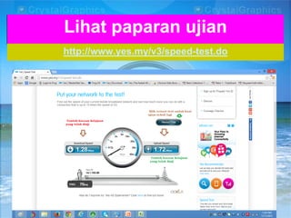 Lihat paparan ujian
http://www.yes.my/v3/speed-test.do

 