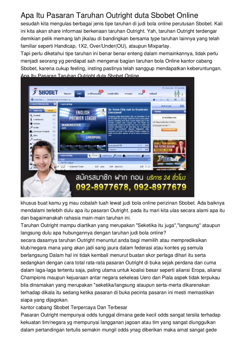 Apa Itu Pasaran Taruhan Outright duta Sbobet Online