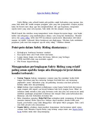 Apa itu safety riding