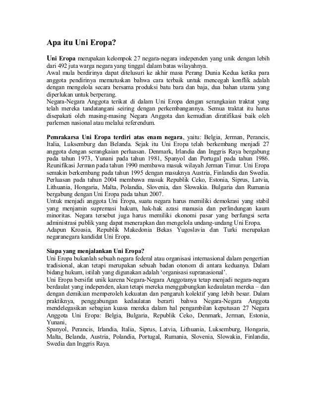 An amateur: Apa itu uni eropa