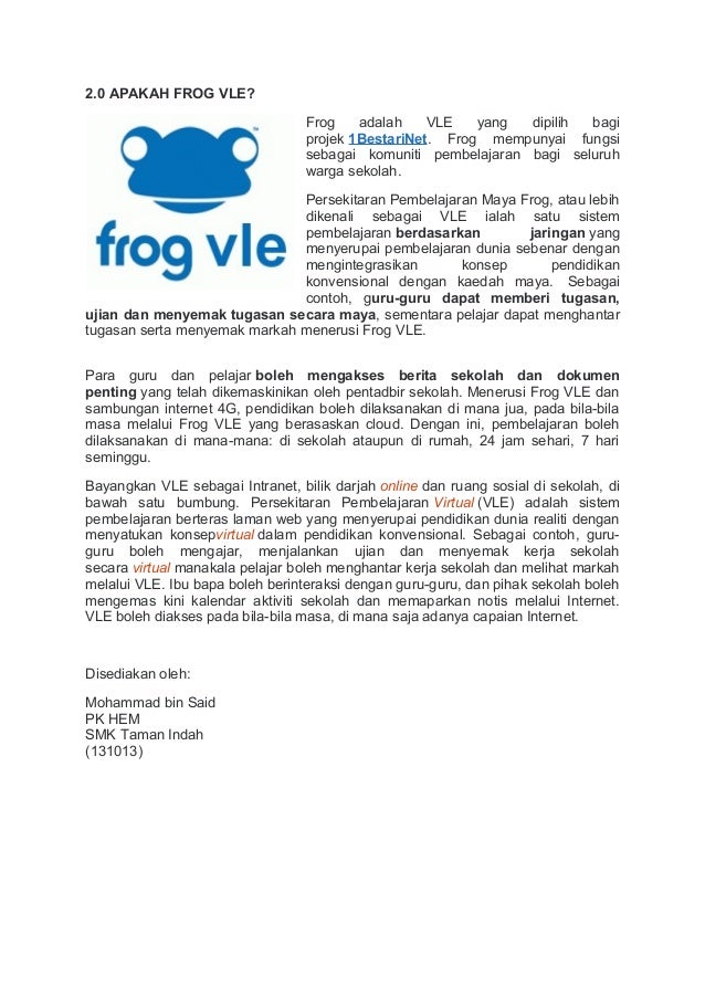 Apakah 1 bestarinet dan frog vle