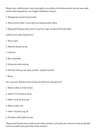 Apakah hipoglisemia akibat daripada kencing manis