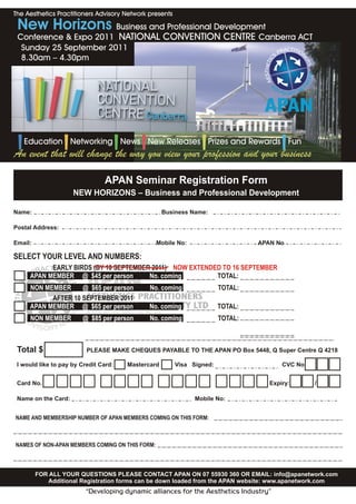 APAN Canberra registration form