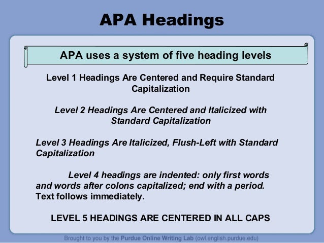 apa powerpoint apa format section headings
