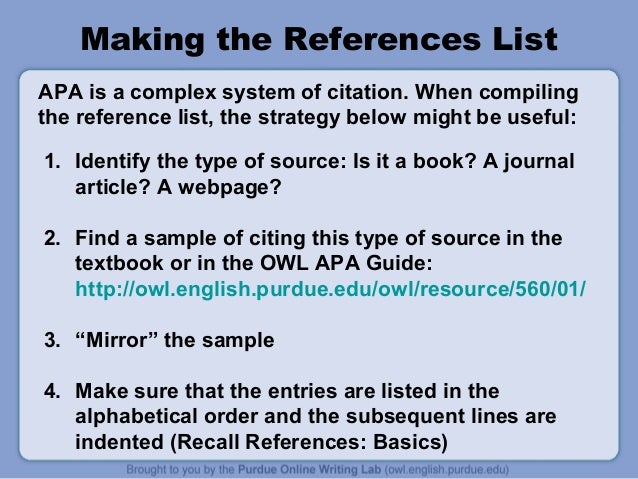 apa style presentation making a list in apa format