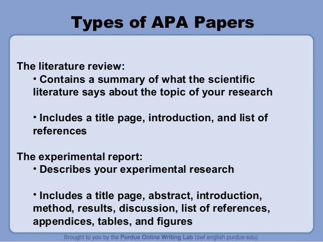 Sample literature review paper in apa format