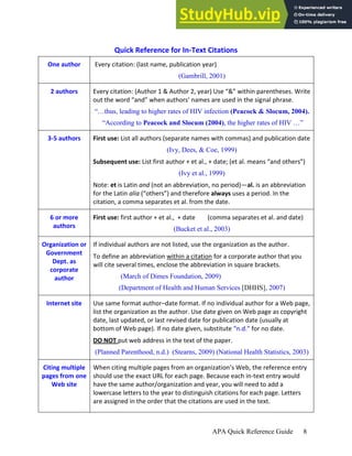 APA Quick Reference Guide | PDF
