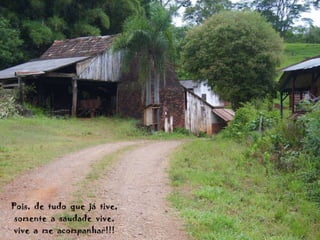 Pois,  de  tudo  que  já  tive, somente  a  saudade  vive, vive  a  me  acompanhar!!! 