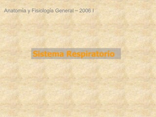 Sistema Respiratorio
Anatomía y Fisiología General – 2006 I
 