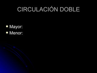 CIRCULACIÓN DOBLE Mayor: Menor: 