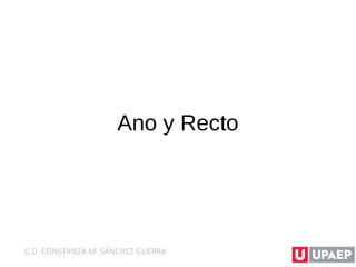 Ano y Recto
C.D. CONSTANZA M. SÁNCHEZ GUERRA
 