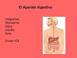 El Aparato digestivo


Integrantes.
Monsserrat
Diana
Claudia
Karla

Grupo: 523
 