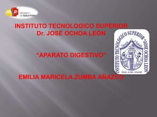 INSTITUTO TECNOLOGICO SUPERIOR
Dr. JOSÉ OCHOA LEÓN
“APARATO DIGESTIVO”
EMILIA MARICELA ZUMBA AÑAZCO
 