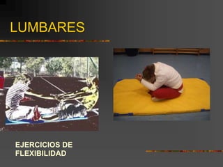 LUMBARES
EJERCICIOS DE
FLEXIBILIDAD
 
