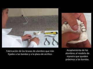 Fabricación de los brazos de alambre que irán
fijados a las bandas y a la placa de acrílico.
Acoplamiento de los
alambres al modelo de
manera que queden
próximos a las bandas.
 