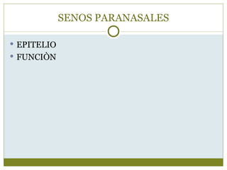 SENOS PARANASALES

 EPITELIO
 FUNCIÒN
 