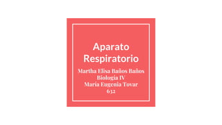 Aparato
Respiratorio
Martha Elisa Baños Baños
Biología IV
María Eugenia Tovar
632
 