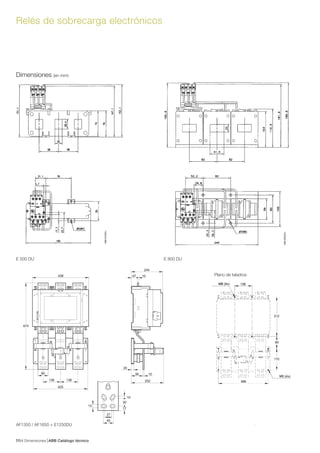 Dimensiones ABB Catálogo técnico647/
Dimensiones (en mm)
E 500 DU E 800 DU
Plano de taladros
AF1350 / AF1650 + E1250DU
Relés de sobrecarga electrónicos
 