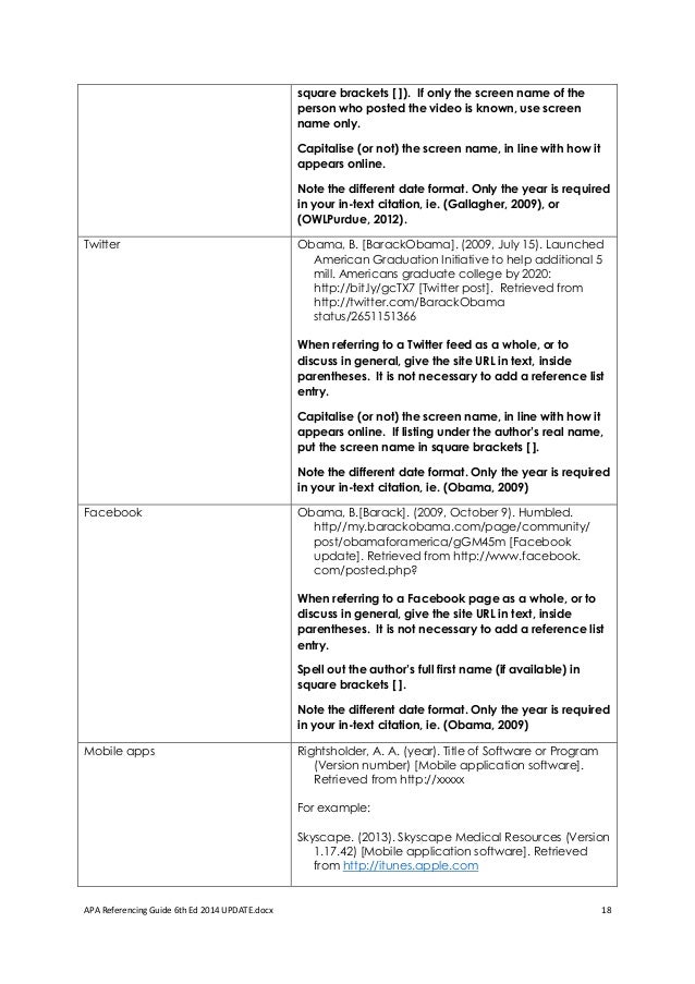 Apa Referencing Guide 6th Ed 2014 Update