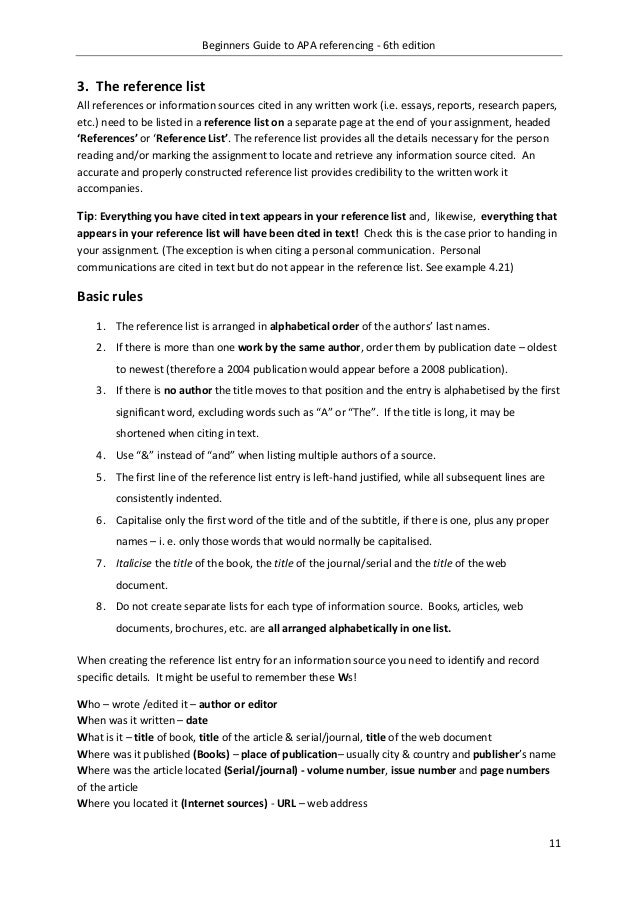Apa 6th Edition Reference List Alphabetical Order - APA ...