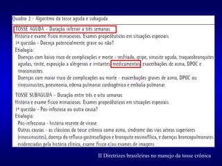 II Diretrizes brasileiras no manejo da tosse crônica
 