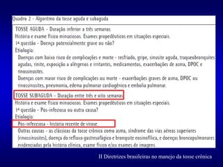 II Diretrizes brasileiras no manejo da tosse crônica
 