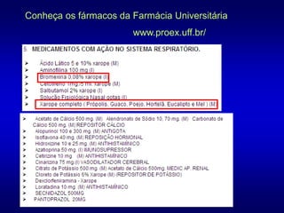 www.proex.uff.br/
Conheça os fármacos da Farmácia Universitária
 
