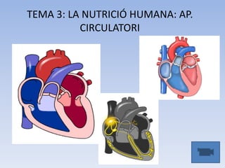 TEMA 3: LA NUTRICIÓ HUMANA: AP.
CIRCULATORI

 