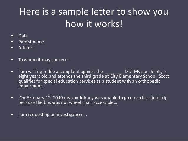How to write a parental concerns letter