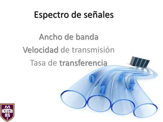 Espectro de señales
Ancho de banda
Velocidad de transmisión
Tasa de transferencia

 