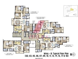 Wing – B: Typical Floor Plan
(02, 03, 05, 06, 07, 09, 10, 11, 13, 14, 15, 17 & 18)
www.Zricks.com
 