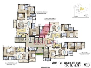 Wing – B: Typical Floor Plan
(04, 08, 12, 16)
www.Zricks.com
 