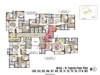 Wing – A: Typical Floor Plan
(02, 03, 05, 06, 07, 09, 10, 11, 13, 14, 15, 17 & 18)
www.Zricks.com
 