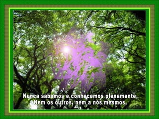 Nunca sabemos e conhecemos plenamente, Nem os outros, nem a nós mesmos, 