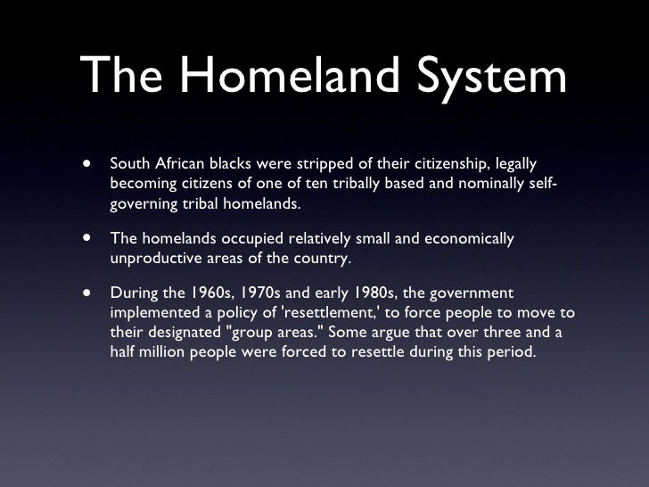 difference between south africa townships and homelands