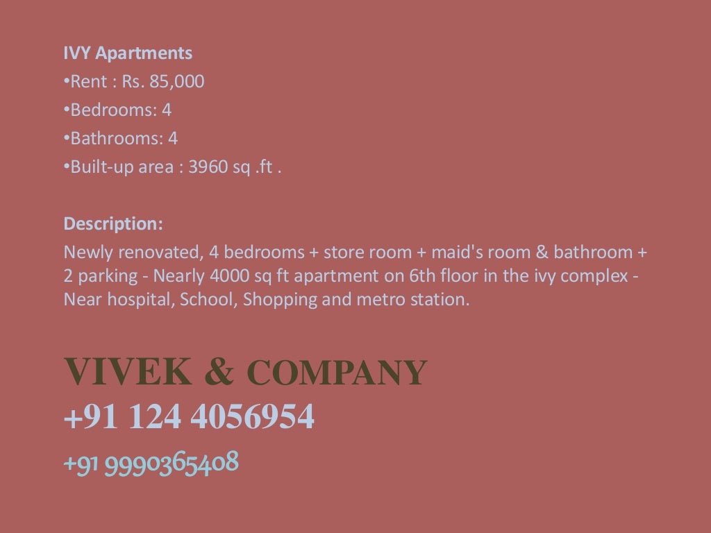 2 / 3 / 4 / Bedroom BHK Flat for Rent Apartment for Rent in Gurga…