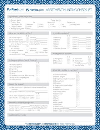 Apartment Hunting Checklist | PDF