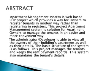 Apartment manageemnt system | PPTX