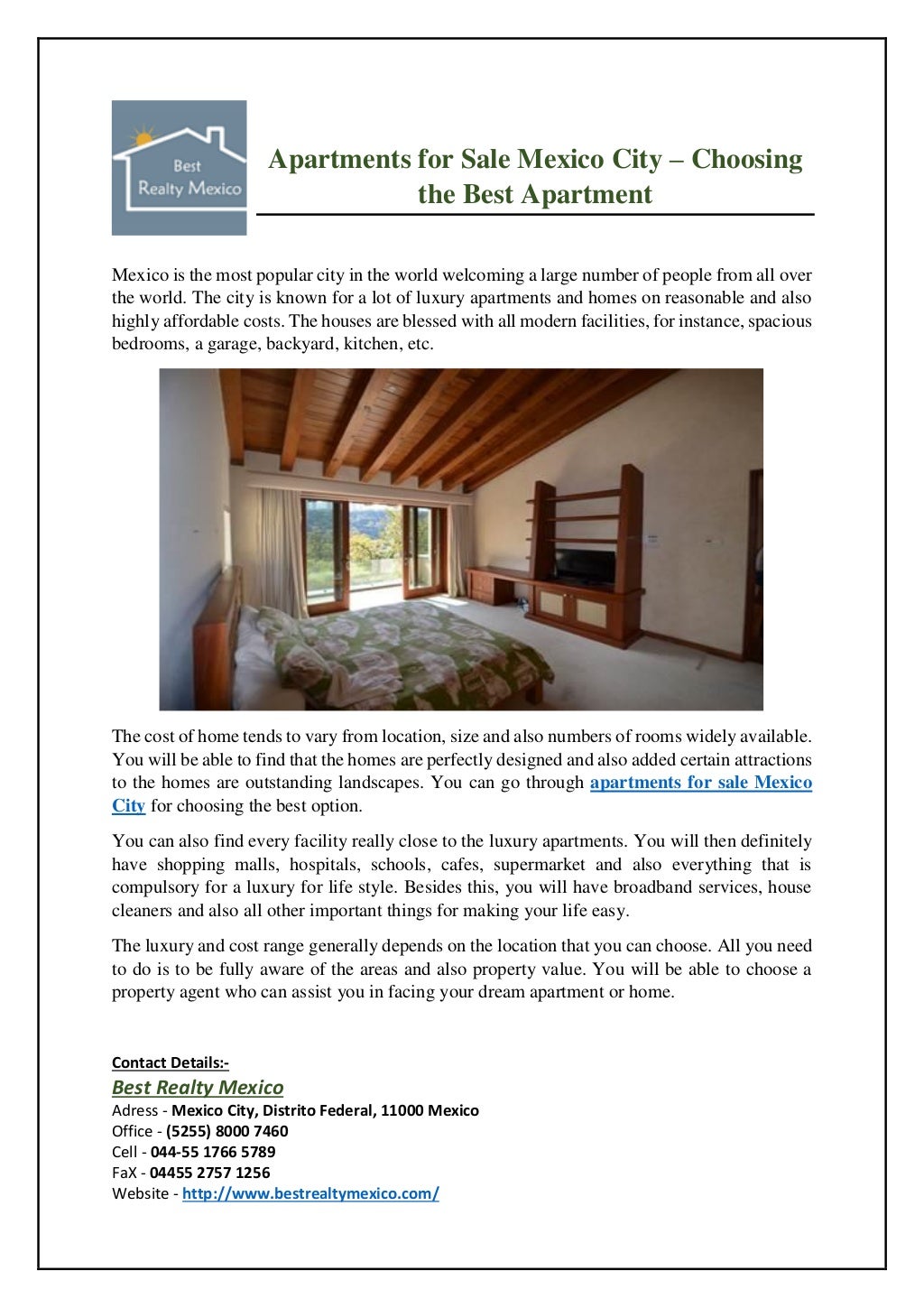 Apartments for Sale Mexico City Choosing the Best Apartment