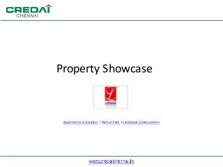Property Showcase
Apartments in Korattur | Flats in Padi | Landmark Constructions
 