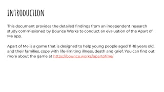 introduction
This document provides the detailed findings from an independent research
study commissioned by Bounce Works ...